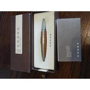 CROSS autocross leather Wrapped Pen w/ Chrome Trim